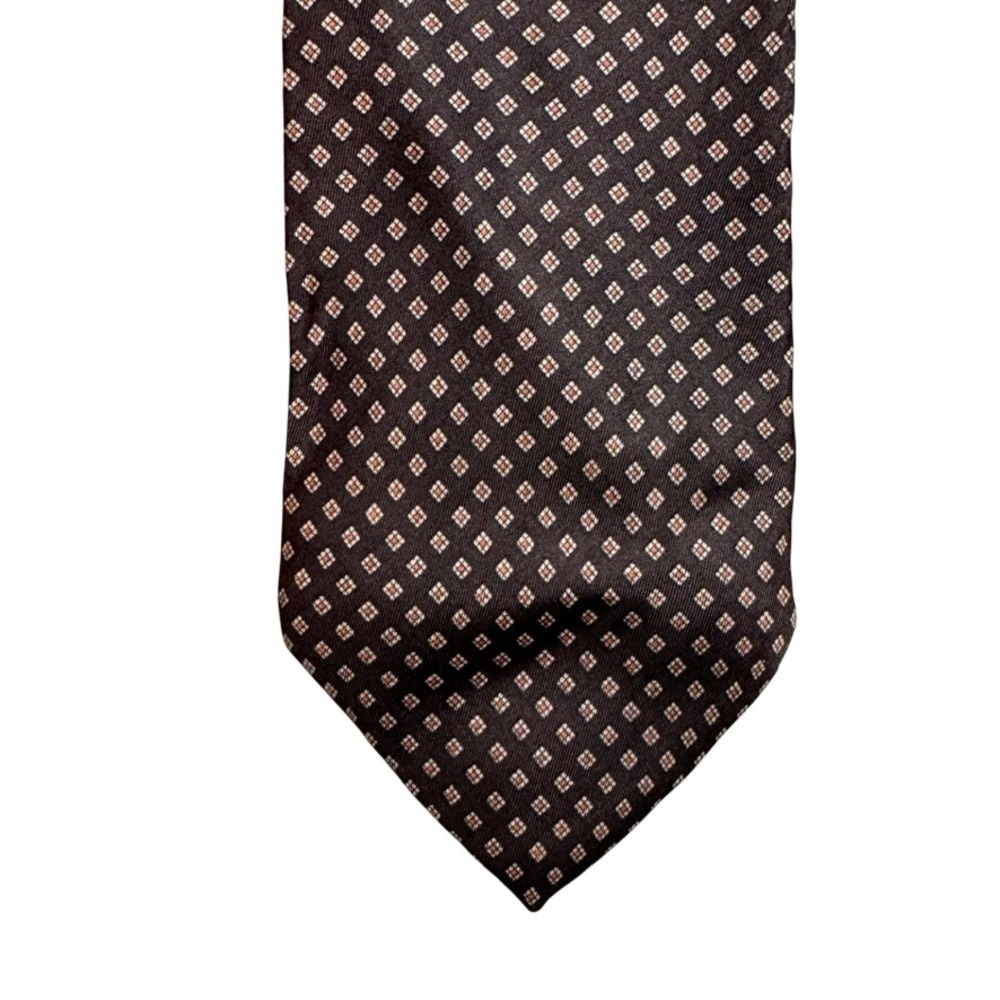 Austin Reed Regent Street Mens Silk Tie Brown Geometric Diamond Pattern VPL 2555